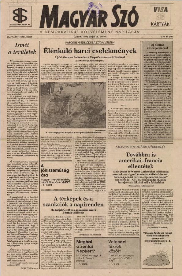 Magyar Szó, 51. évf. 1994. május 13. 90. sz. 1–16. oldal