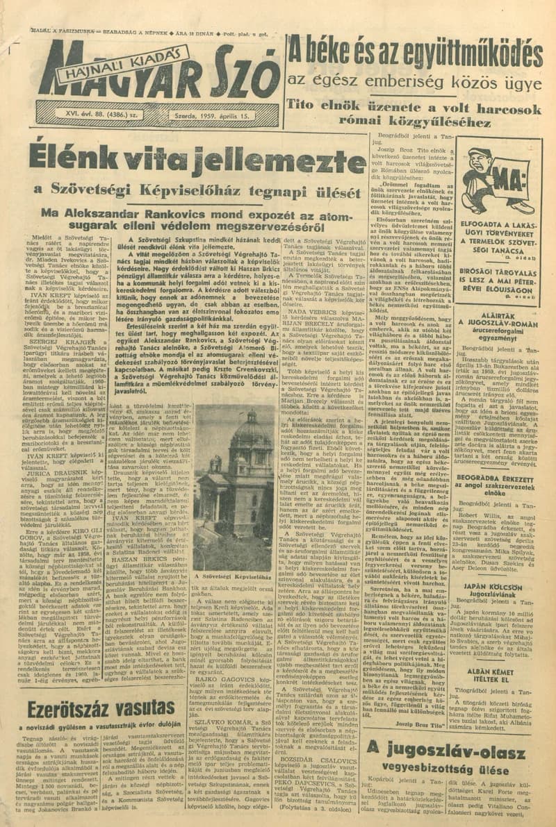 Magyar Szó, 16. évf. 1959. április 15. 88. sz. 1–22. oldal