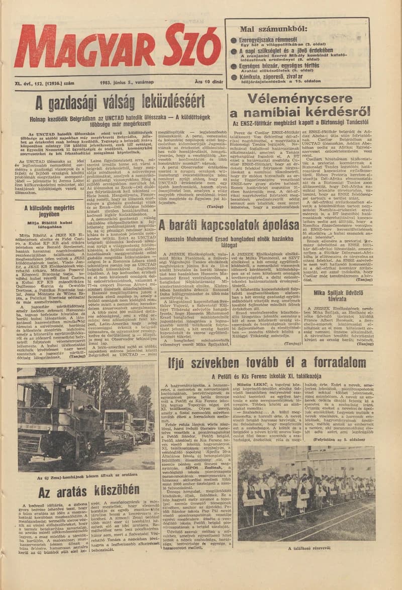 Magyar Szó, 40. évf. 1983. június 5. 152. sz. 1–28. oldal