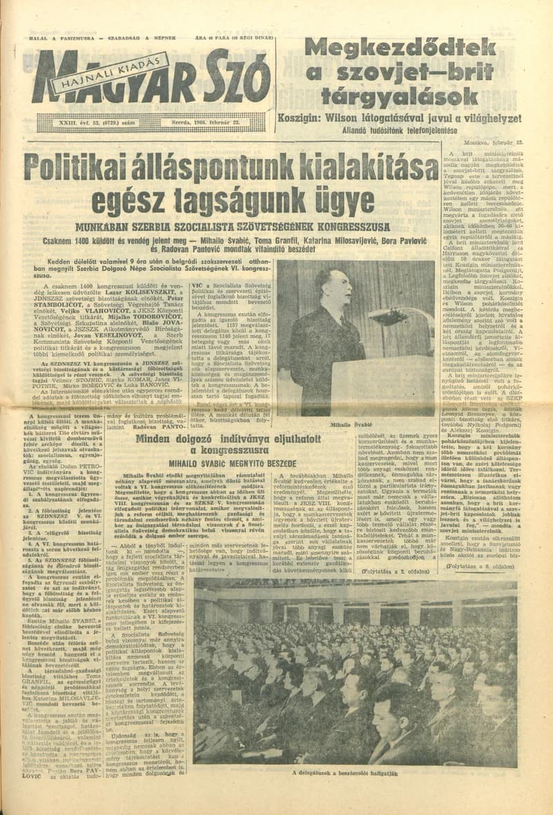 Magyar Szó, 23. évf. 1966. február 23. 52. sz.