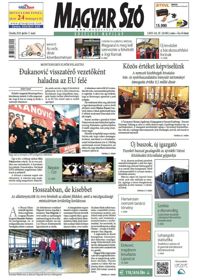 Magyar Szó, 75. évf. 2018. április 17. 87. sz. 1–20. oldal