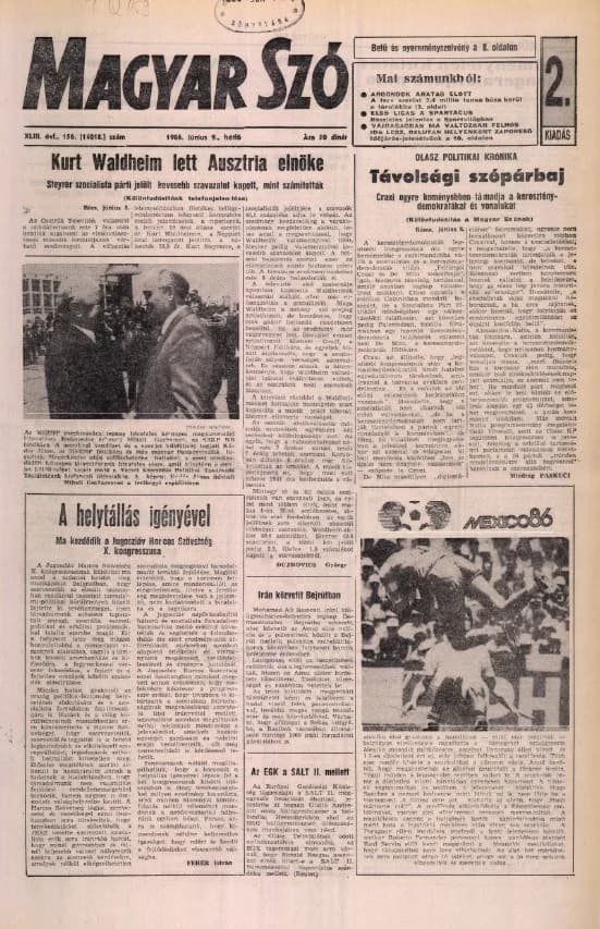 Magyar Szó 1986. június 9. 156. sz. 1–20. oldal