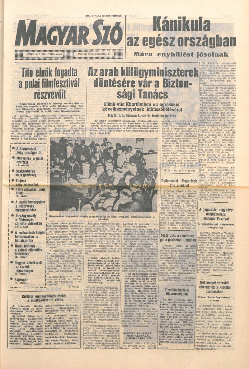 Magyar Szó, 24. évf. 1967. augusztus 4. 212. sz. 1–12. oldal