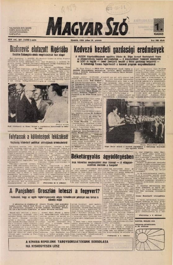 Magyar Szó, 45. évf. 1988. július 29. 207. sz. 1–20. oldal
