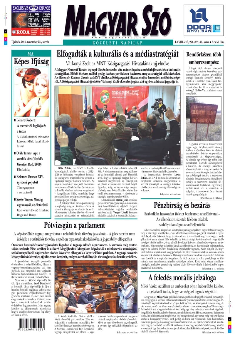 Magyar Szó, 68. évf. 2011. november 23. 274. sz. 1–20. oldal