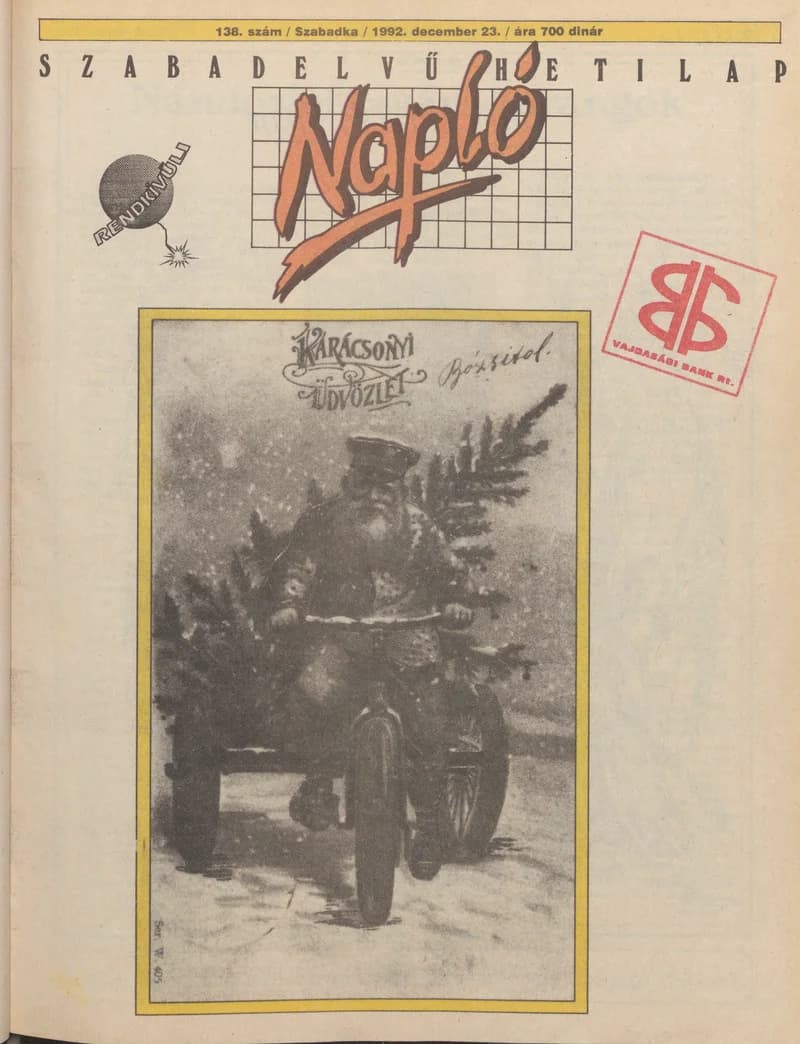 Napló - Szabadelvű hetilap, 3. évf. 1992. december 23. 138. sz.