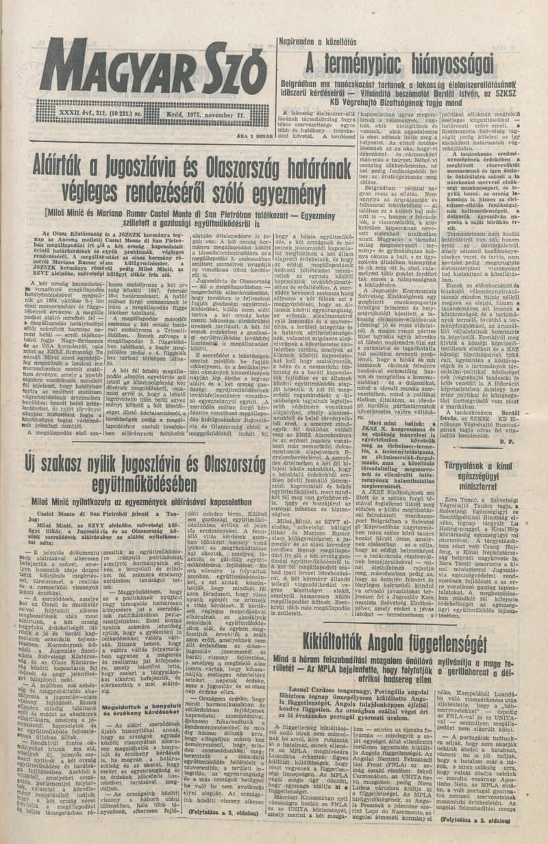 Magyar Szó, 32. évf. 1975. november 11. 311. sz.