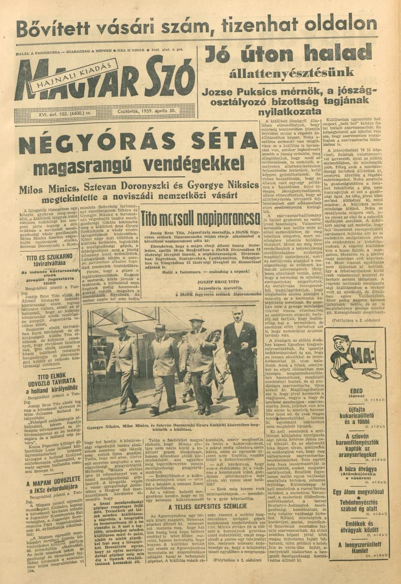 Magyar Szó, 16. évf. 1959. április 30. 102. sz. 1–20. oldal