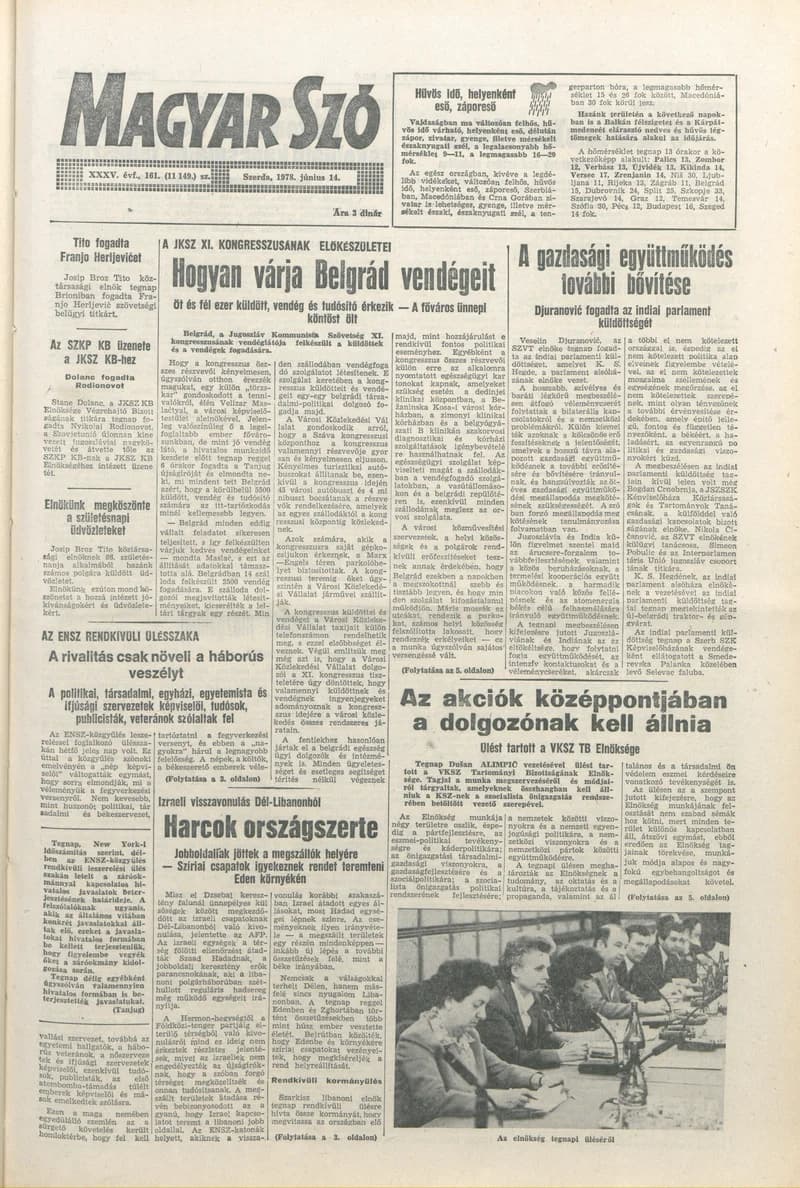 Magyar Szó, 35. évf. 1978. június 14. 161. sz. 1–24. oldal