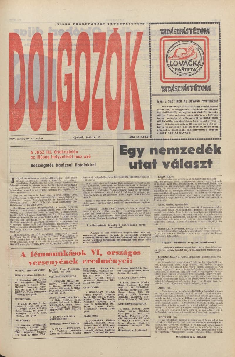 Dolgozók, 26. évf. 1972. október 13. 41. sz.