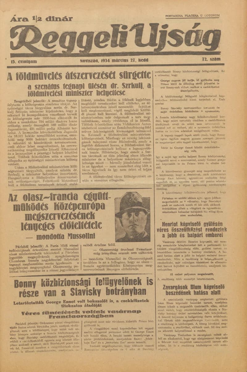 Reggeli Újság, 15. évf. 1934. március 27. 72. sz.