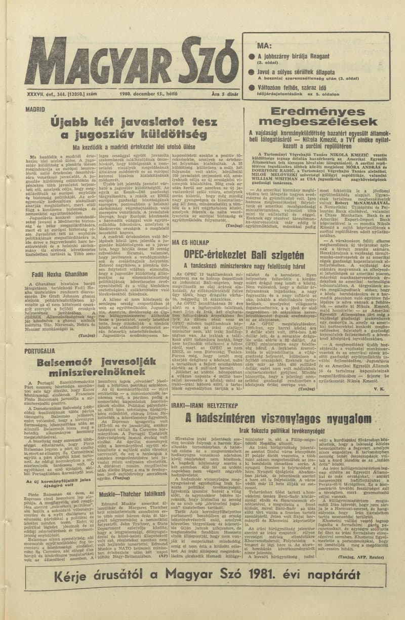 Magyar Szó, 37. évf. 1980. december 15. 344. sz. 1–16. oldal