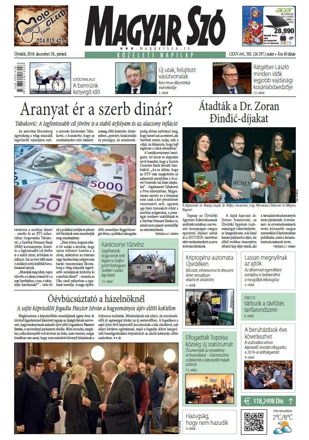 Magyar Szó, 75. évf. 2018. december 28. 302. sz. 1–16. oldal