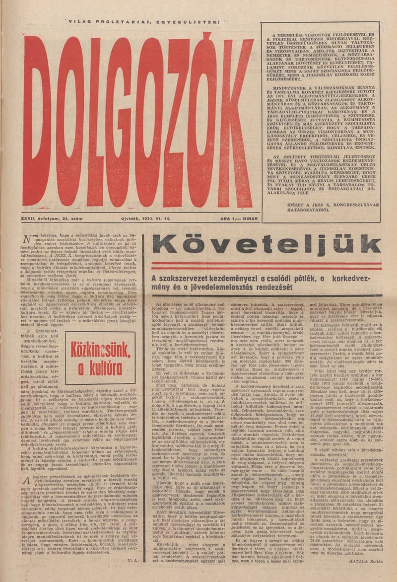 Dolgozók, 28. évf. 1974. július 14. 24. sz.