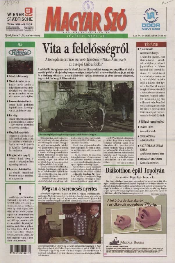 Magyar Szó, 65. évf. 2008. február 23. – 24. 43. sz. 1–28. oldal