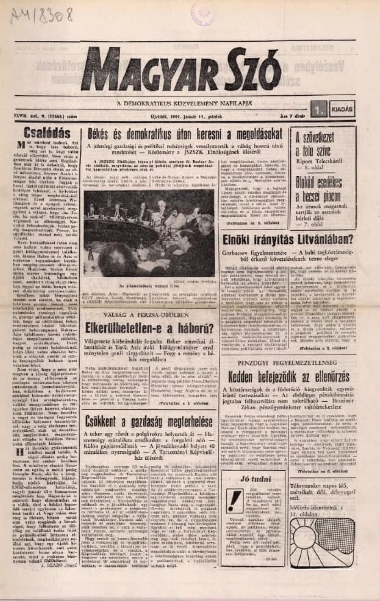 Magyar Szó, 48. évf. 1991. január 11. 9. sz. 1–16. oldal