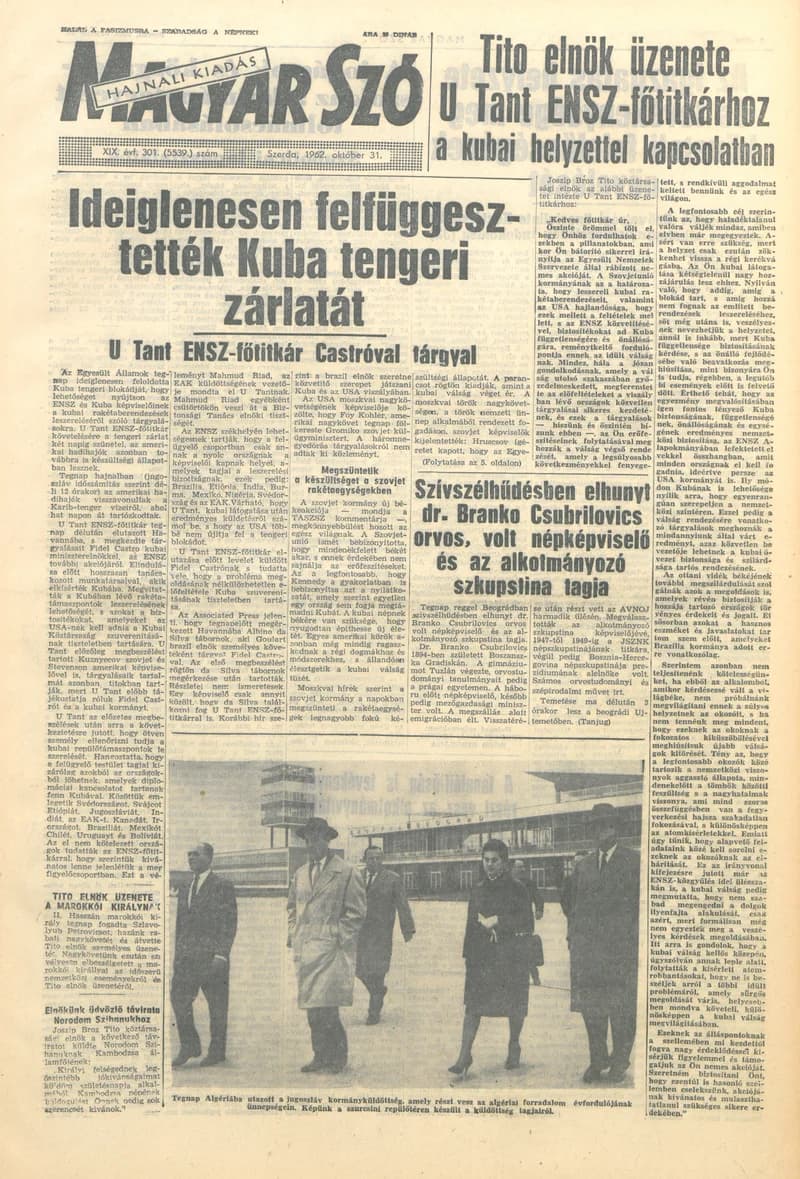 Magyar Szó, 19. évf. 1962. október 31. 301. sz. 1–14. oldal