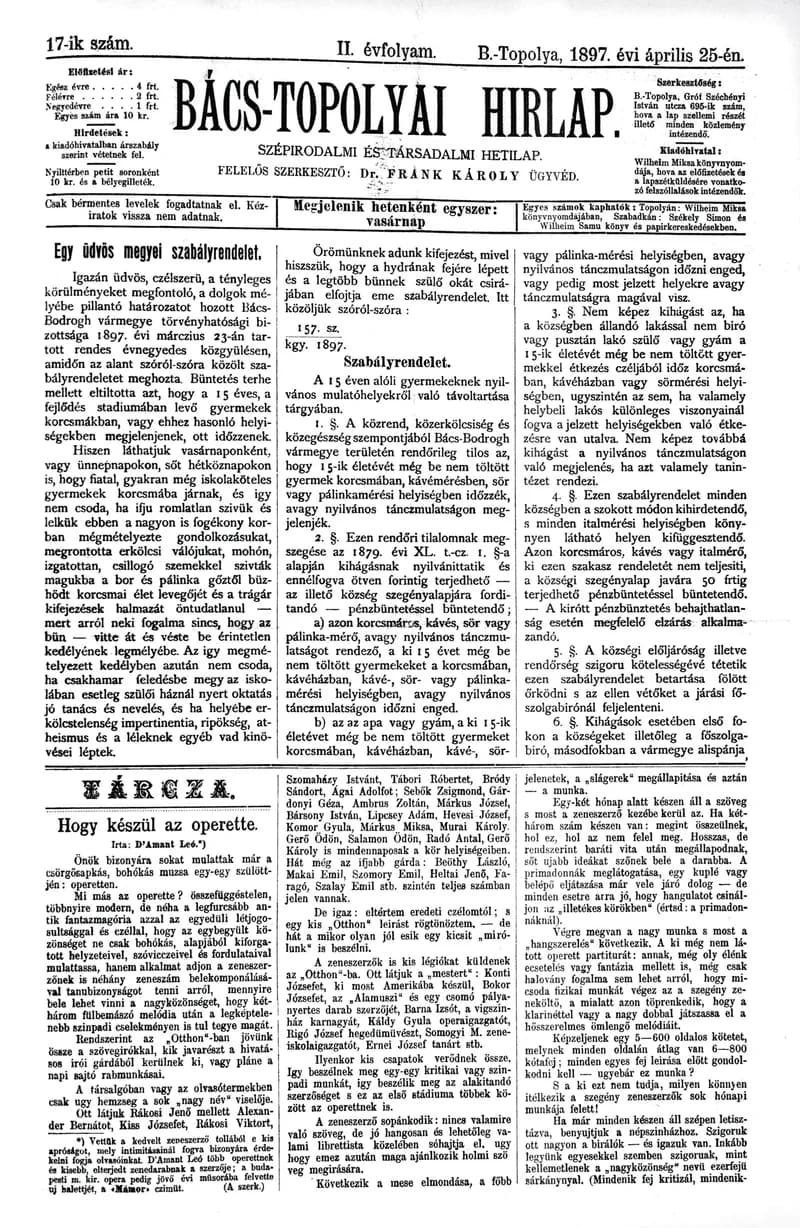 Bács-Topolyai Hirlap, 2. évf. 1897. április 25. 17. sz.