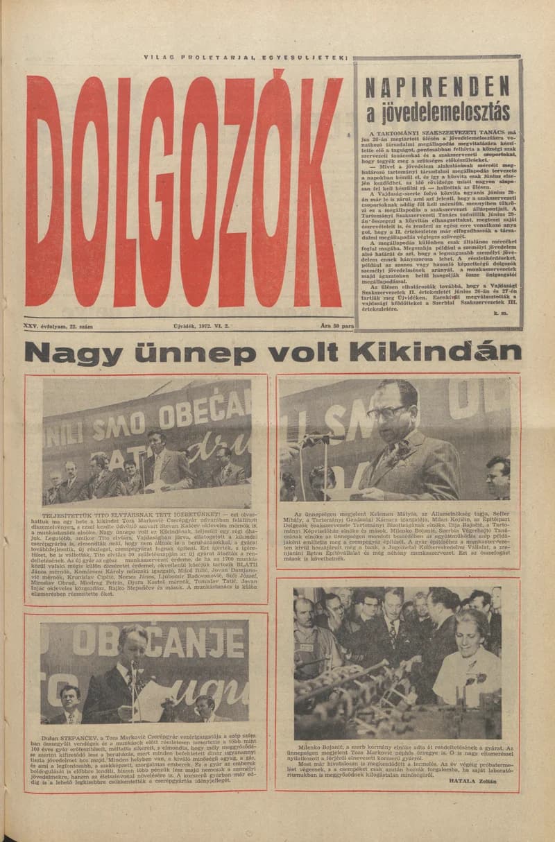 Dolgozók, 26. évf. 1972. június 2. 22. sz.