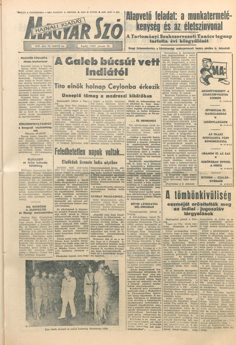 Magyar Szó, 16. évf. 1959. január 20. 15. sz. 1–18. oldal