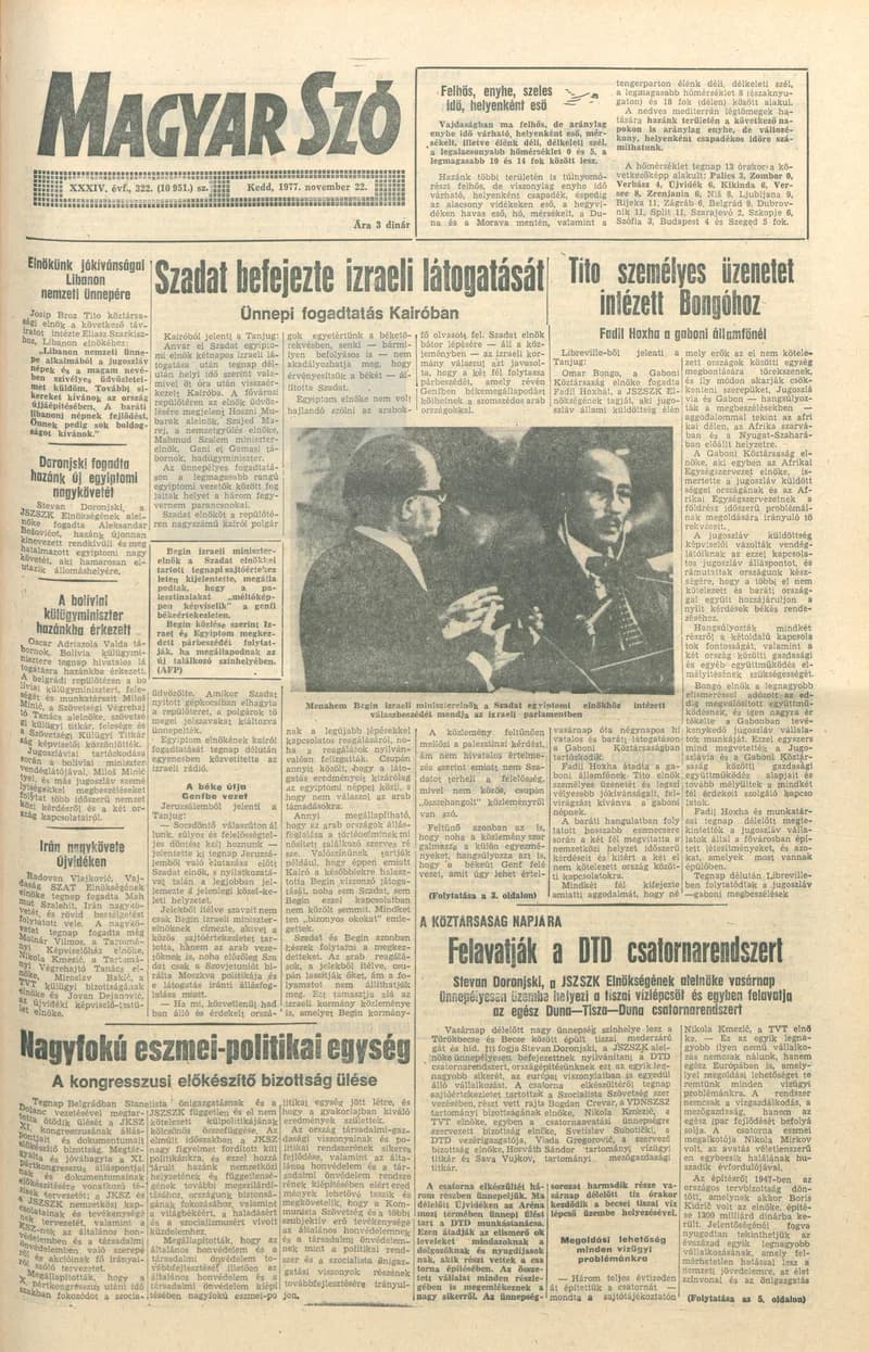 Magyar Szó, 34. évf. 1977. november 22. 322. sz.