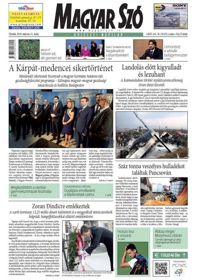 Magyar Szó, 75. évf. 2018. március 13. 58. sz. 1–20. oldal