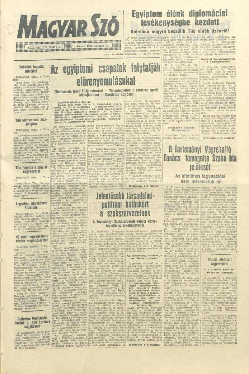 Magyar Szó, 30. évf. 1973. október 10. 279. sz.