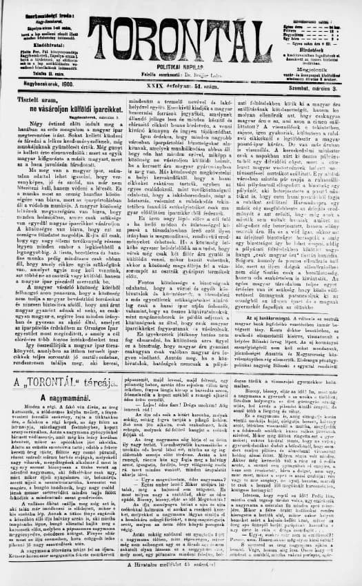 Torontál, 29. évf. 1900. március 3. 51. sz.