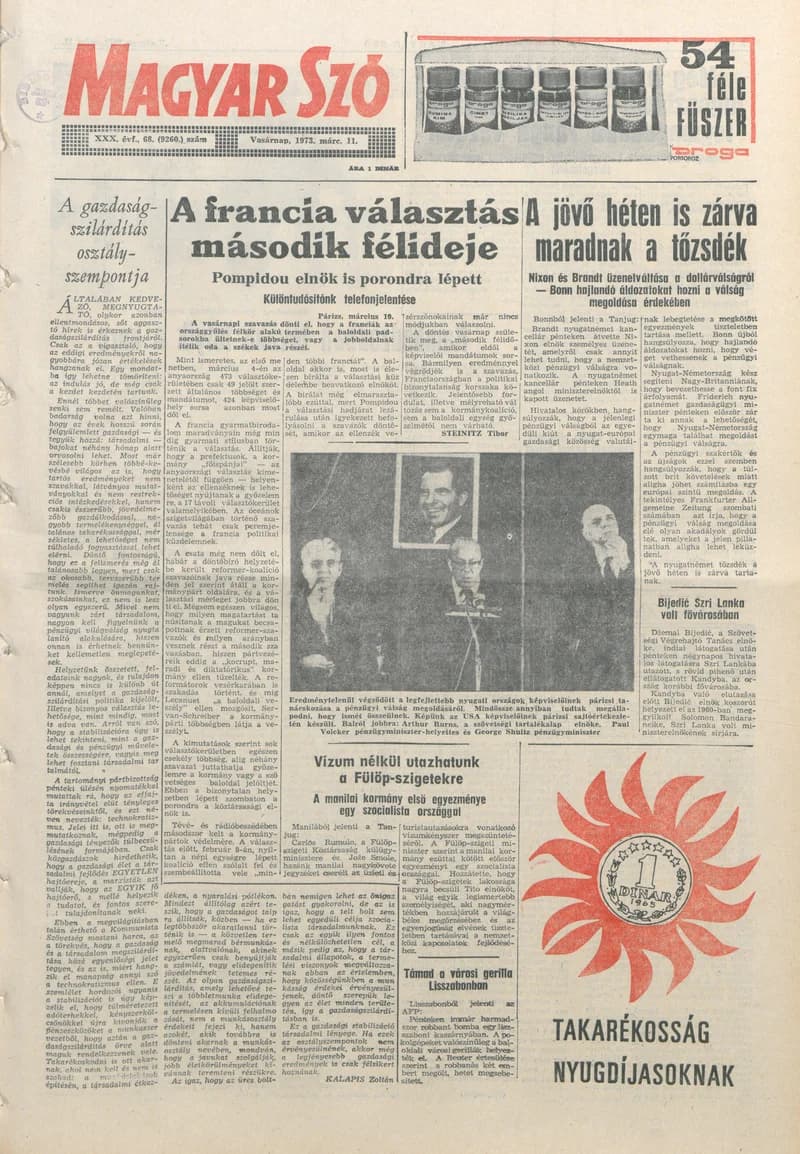 Magyar Szó, 30. évf. 1973. március 11. 68. sz. 1–32. oldal