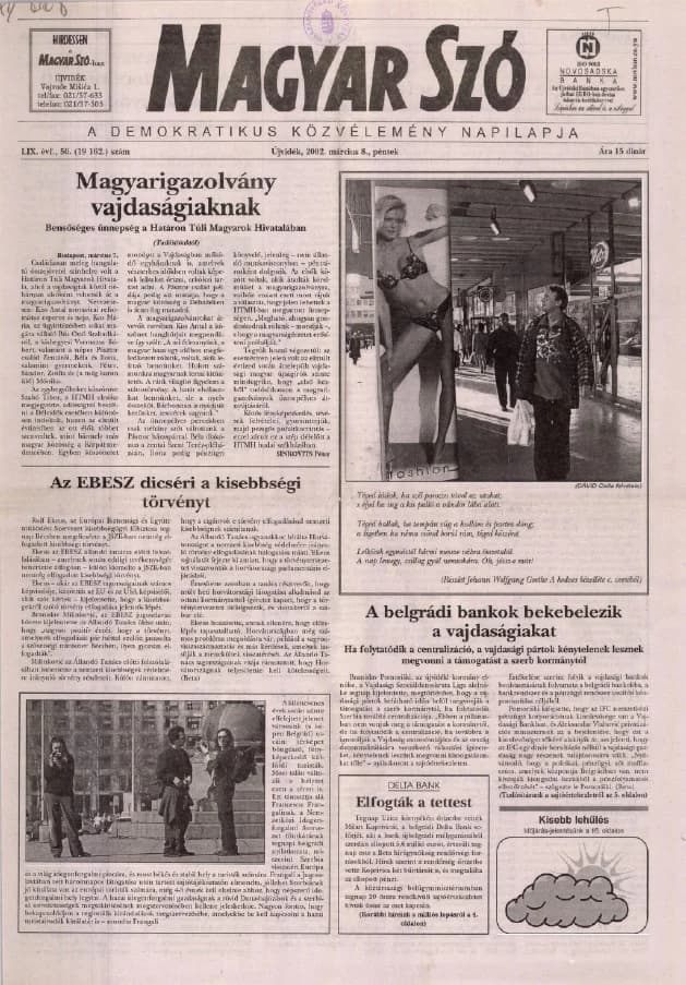 Magyar Szó, 59. évf. 2002. március 8. 56. sz. 1–16. oldal