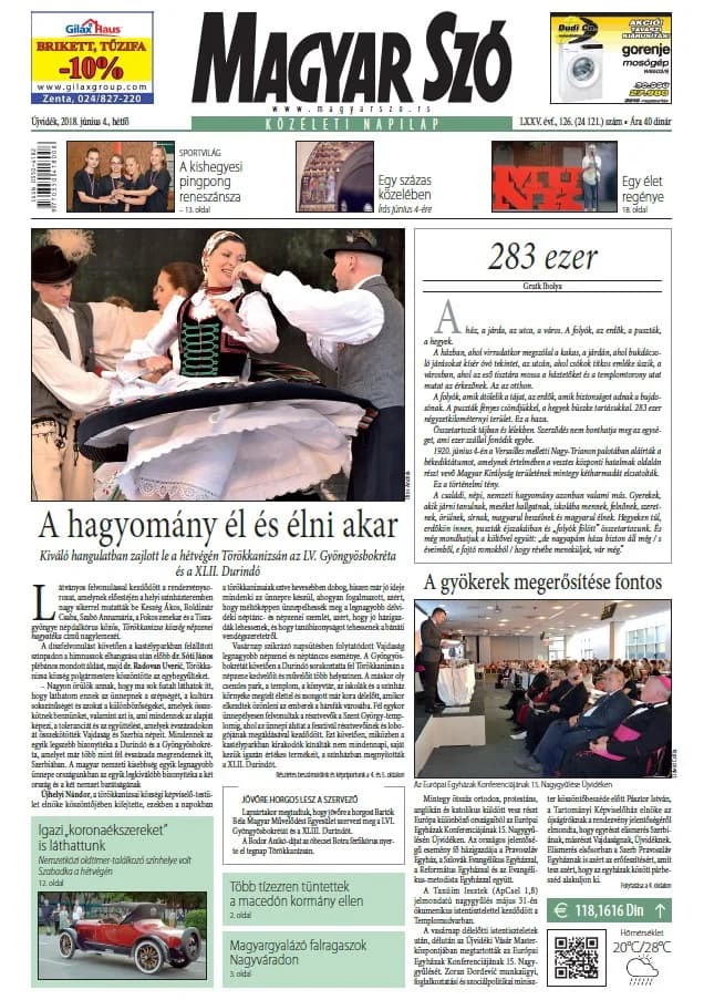 Magyar Szó, 75. évf. 2018. június 4. 126. sz. 1–20. oldal