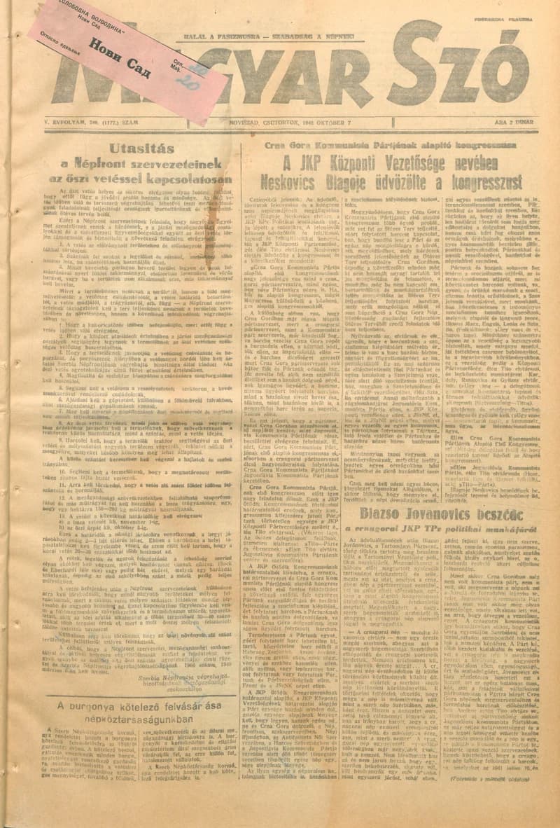 Magyar Szó, 5. évf. 1948. október 7. 240. sz. 1–4. oldal