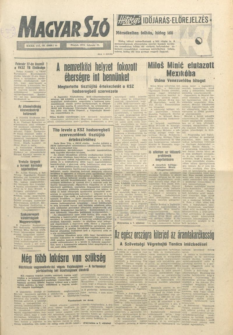 Magyar Szó, 32. évf. 1975. február 21. 50. sz.