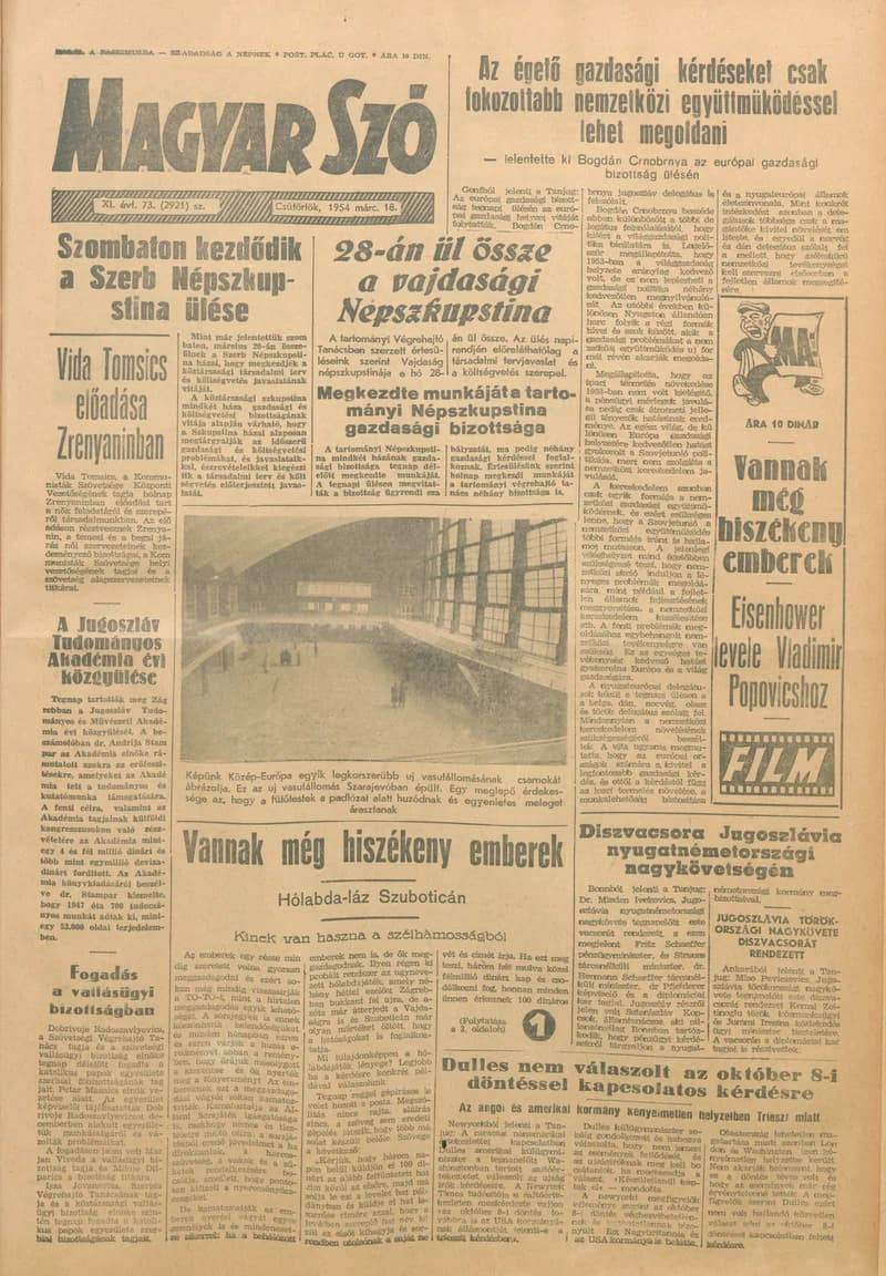 Magyar Szó, 11. évf. 1954. március 18. 73. sz. 1–10. oldal