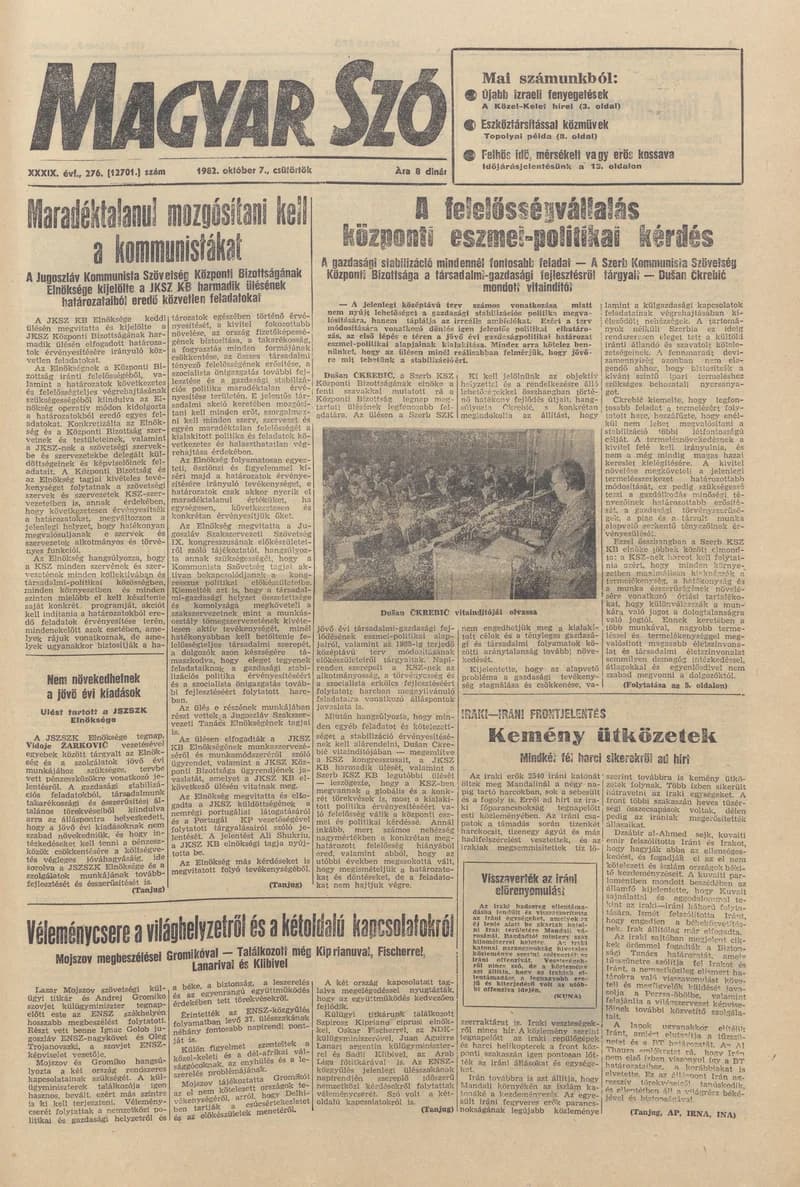 Magyar Szó, 39. évf. 1982. október 7. 276. sz. 1–20. oldal