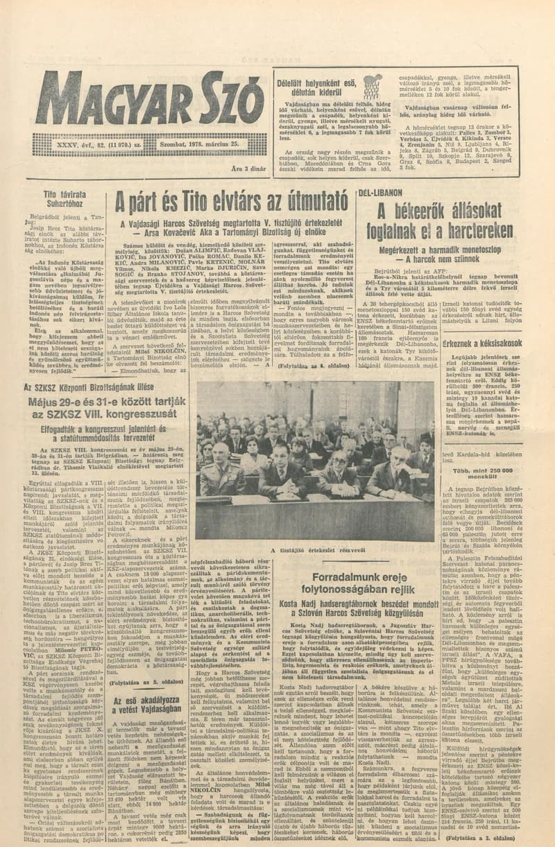 Magyar Szó, 35. évf. 1978. március 25. 82. sz. 1–20. oldal