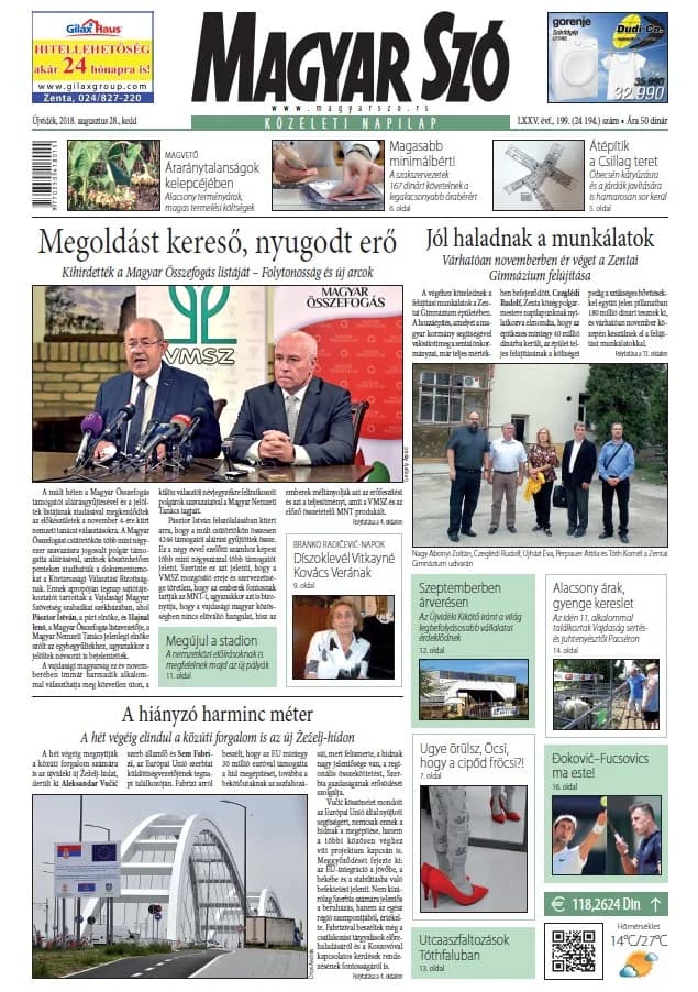 Magyar Szó, 75. évf. 2018. augusztus 28. 199. sz. 1–20. oldal