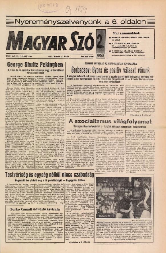 Magyar Szó, 44. évf. 1987. március 2. 59. sz. 1–20. oldal