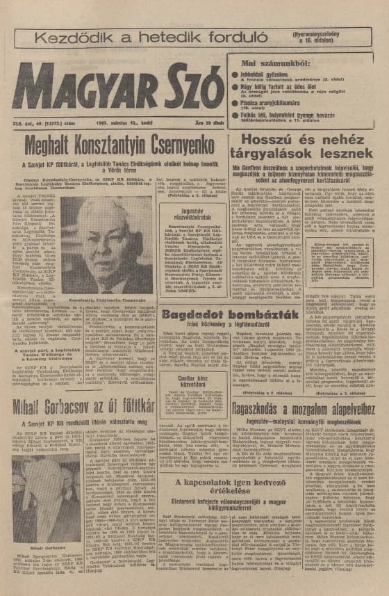 Magyar Szó, 42. évf. 1985. március 12. 69. sz. 1–20. oldal