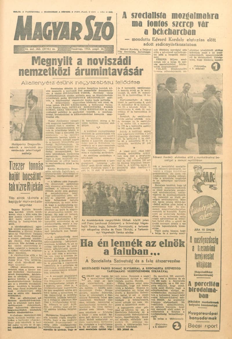 Magyar Szó, 11. évf. 1954. szeptember 26. 262. sz. 1–12. oldal