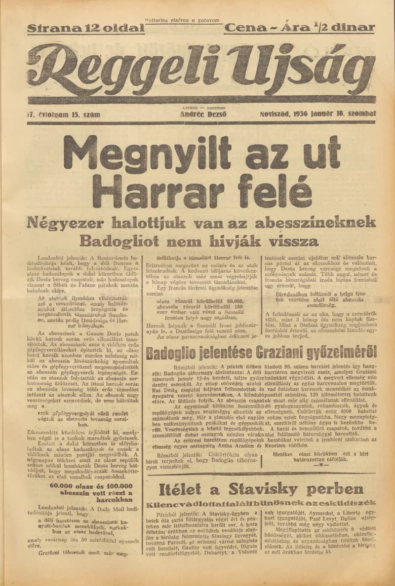 Reggeli Újság, 17. évf. 1938. január 18. 15. sz.