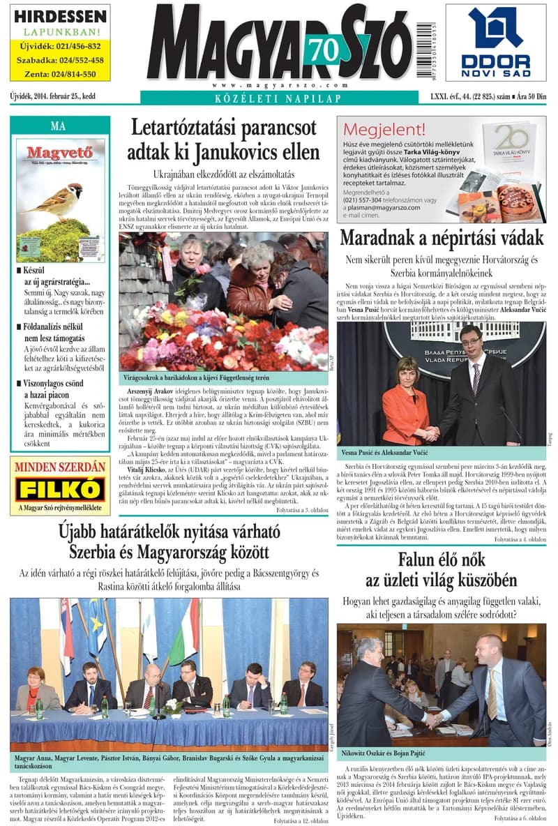 Magyar Szó, 71. évf. 2014. február 25. 44. sz. 1–20. oldal