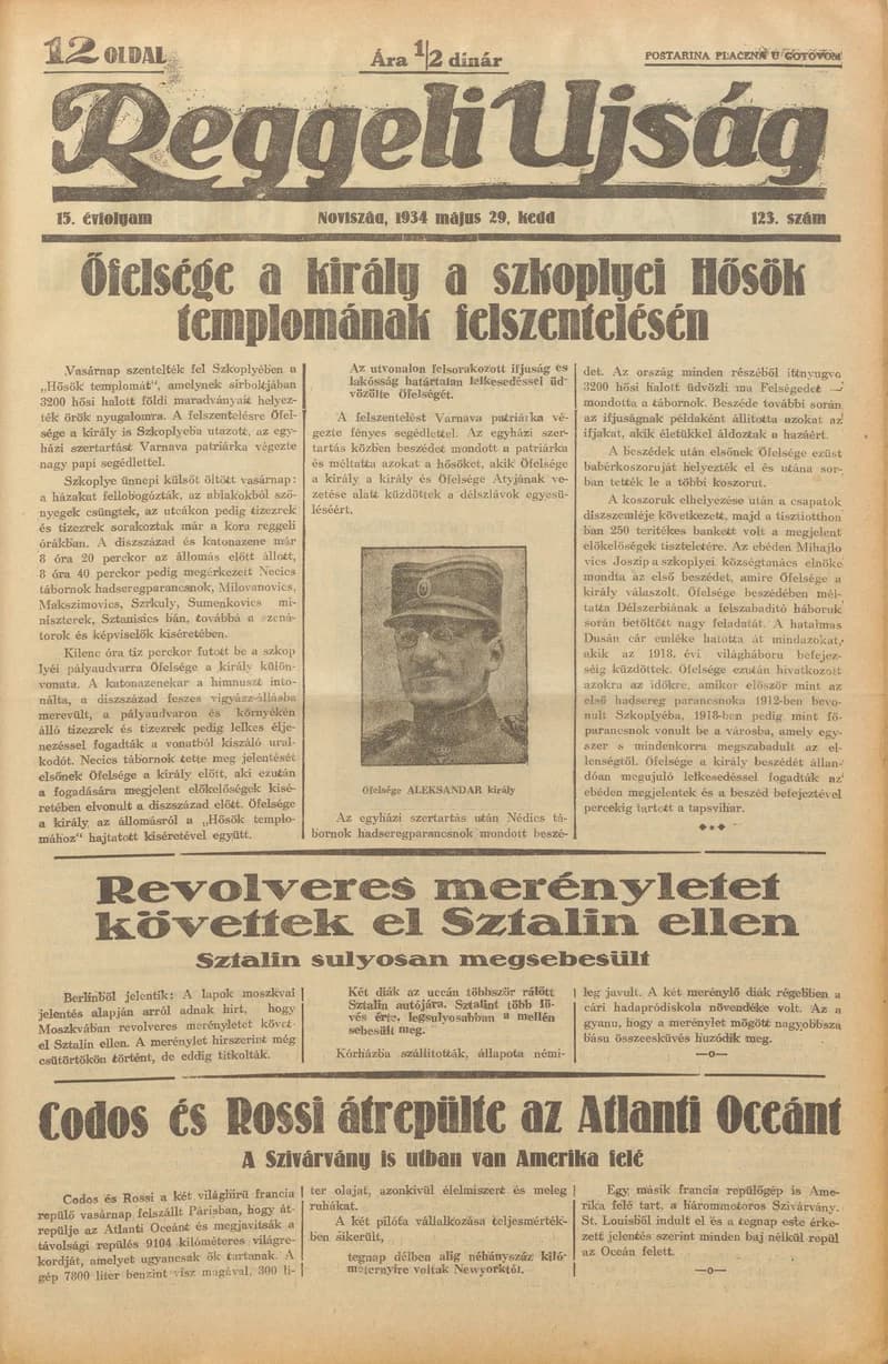 Reggeli Újság, 15. évf. 1934. május 29. 123. sz.