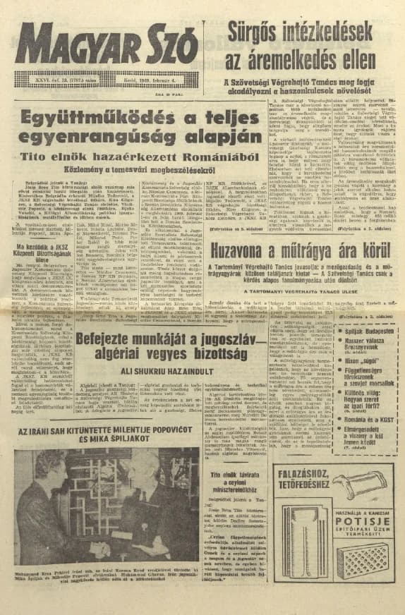 Magyar Szó, 26. évf. 1969. február 4. 33. sz. 1–16. oldal