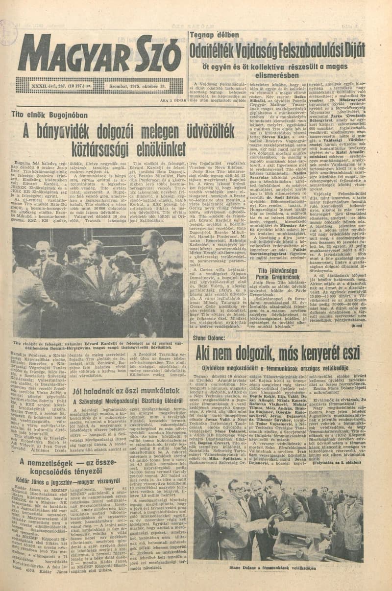 Magyar Szó, 32. évf. 1975. október 18. 287. sz.