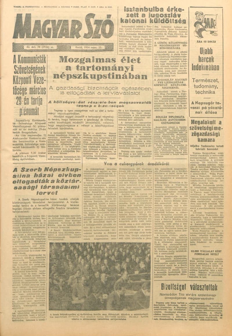 Magyar Szó, 11. évf. 1954. március 23. 78. sz. 1–10. oldal