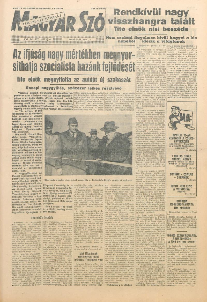 Magyar Szó, 16. évf. 1959. november 24. 277. sz. 1–18. oldal