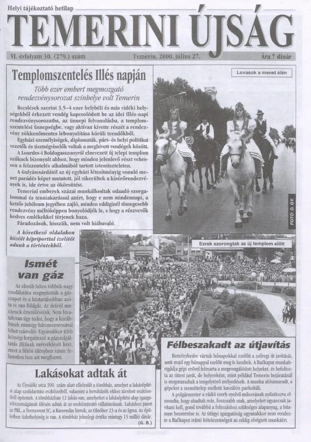 Temerini Újság, 6. évf. 2000. július 27. 30. sz.