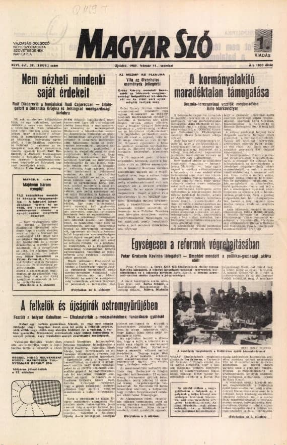 Magyar Szó, 46. évf. 1989. február 11. 39. sz. 1–24. oldal