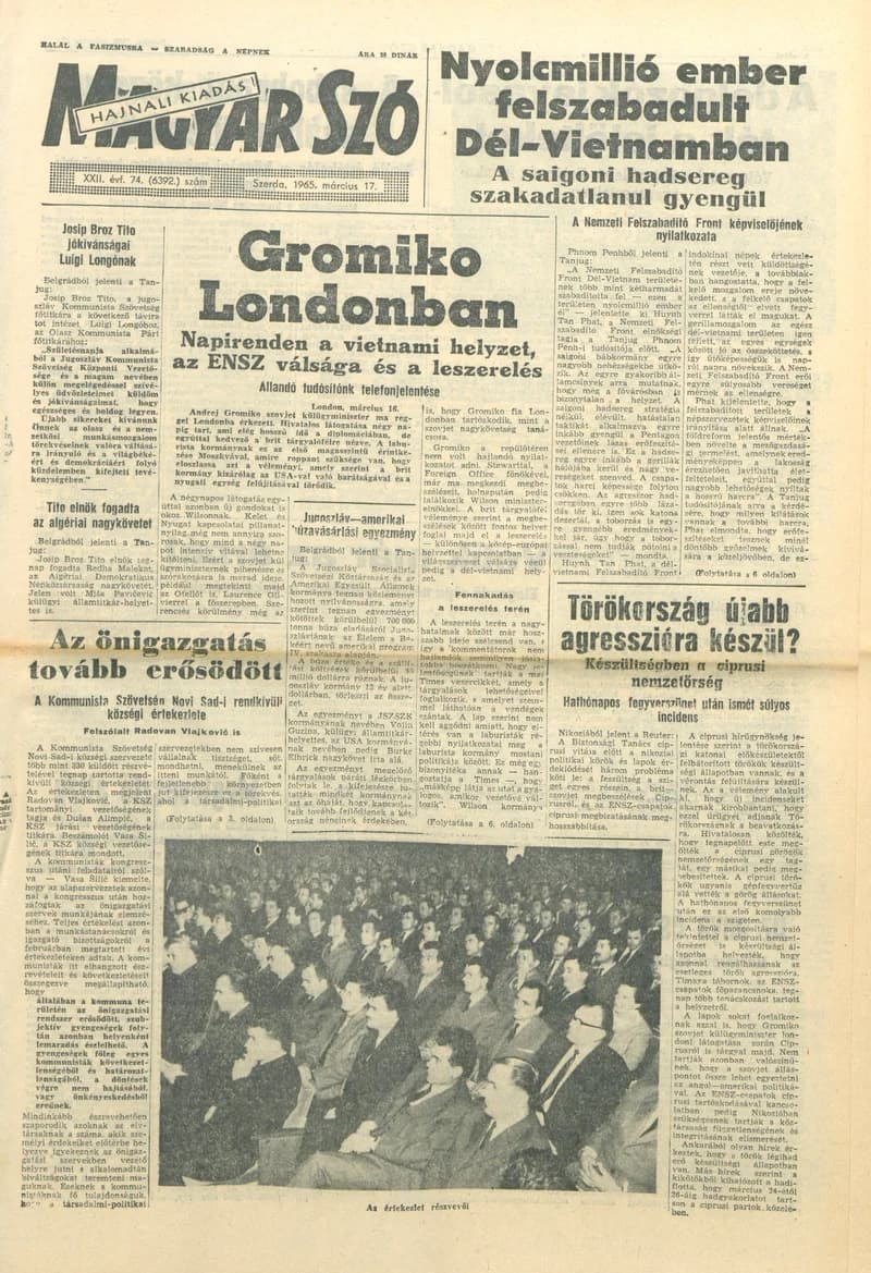 Magyar Szó, 22. évf. 1965. március 17. 74. sz. 1–16. oldal